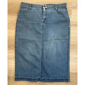 Y2K Lee Riders Women's Button & Zipper Denim Skirt Size 16M‎ Knee Length